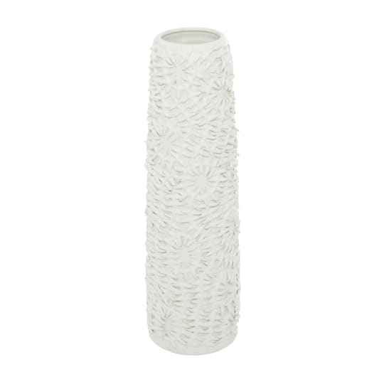 White Ceramic Contemporary Vase, 21" x 6" x 6"